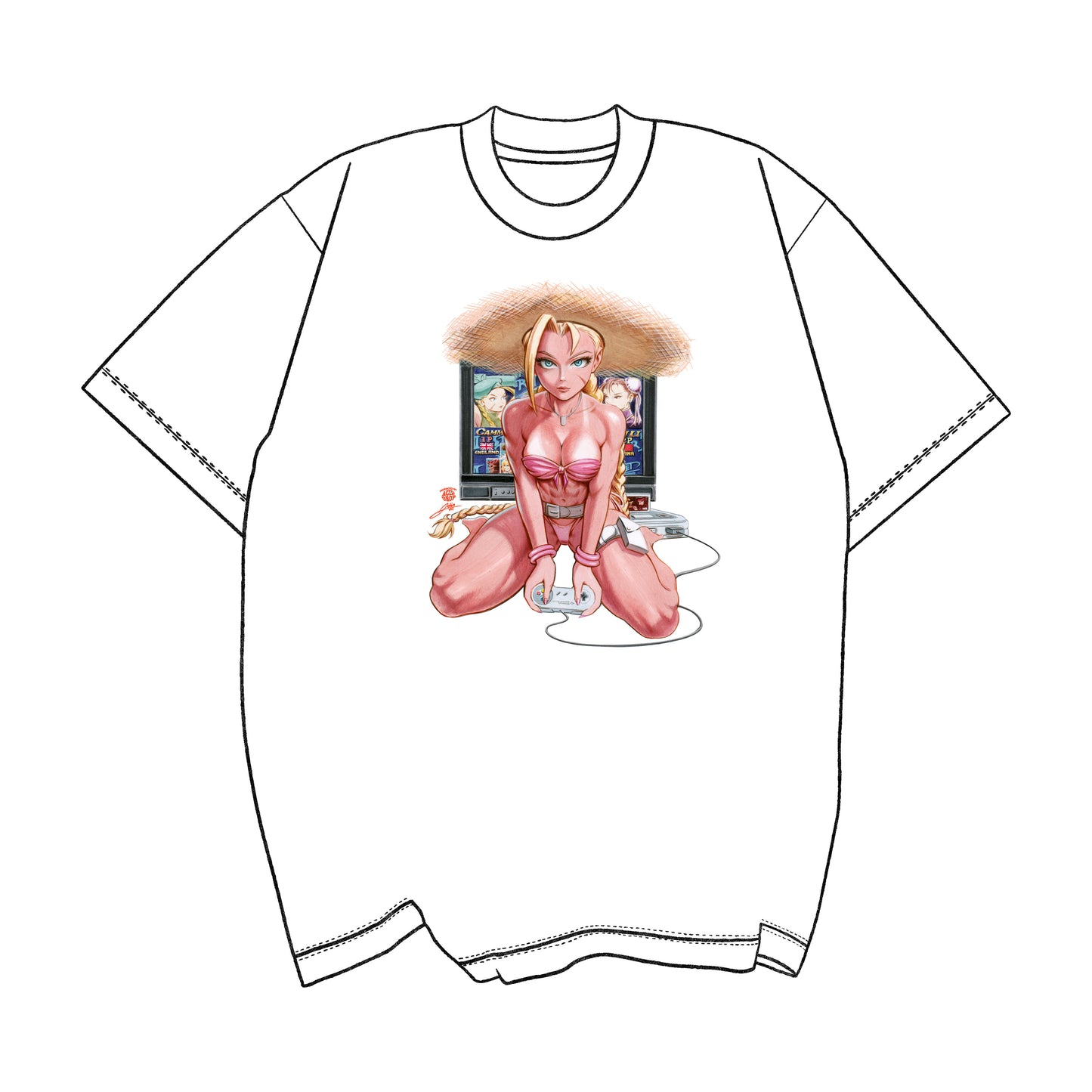 SNES Retro Queen Cammy Pinup Tee