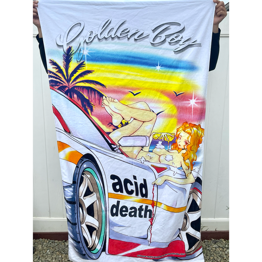 "Golden Carwash" Beach Towel